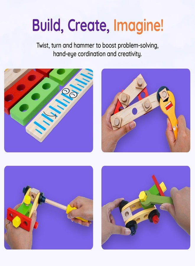 Tinker Box TinkerBox Wooden My First Tool Kit with Storage Box | Toys for Kids 6-10 Year Old Boys and Girls | Premium 34-Piece Pretend Play Set | Realistic Tools for Learning, Education & Skill Develpoment - Image 2